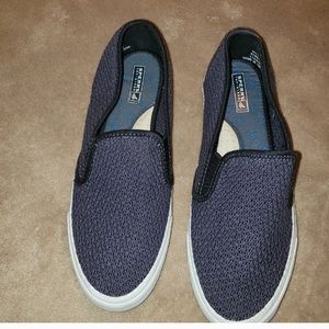 10 Sperry Navy woven stretchy SlipOn Sneaker